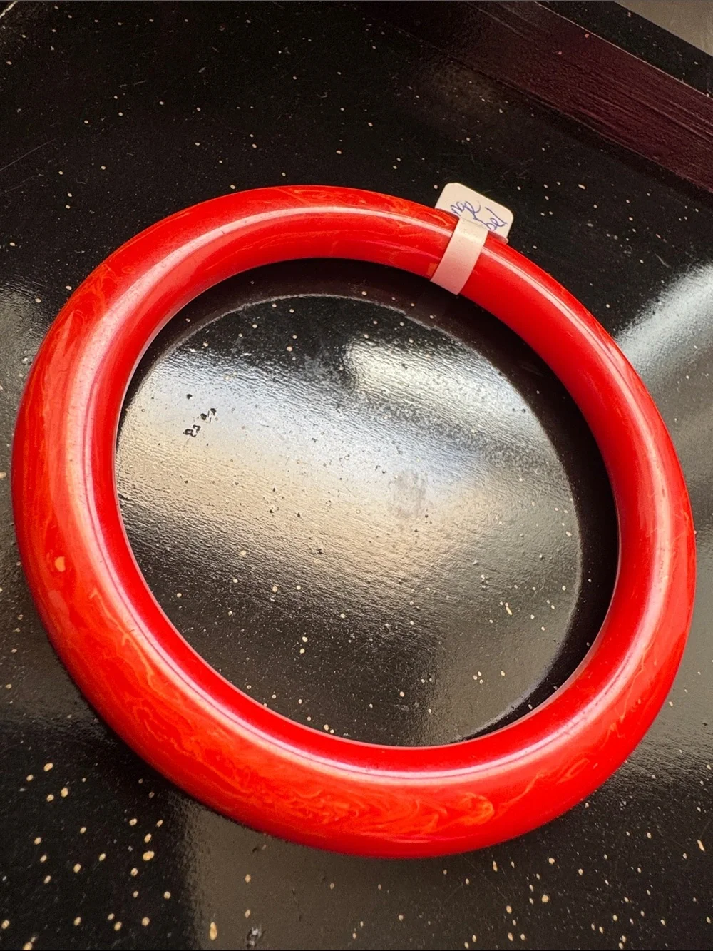 Red Orange Marbled Bakelite Cuff Bracelet